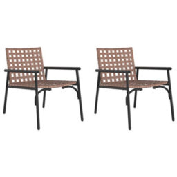 Walplus Garden Chair 2 Pcs Black 79 X 56 X 73.5Cm Poly Rattan - thumbnail 2