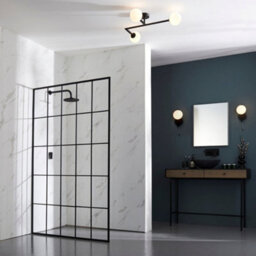 Matt Black Semi Fush Bathroom Ceiling Light & Opal Glass Shade - 3 Bulb Fitting - thumbnail 4