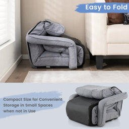 Costway Folding Sofa Chair 6 Positions Adjustable Floor Lazy Chair With Armrest Single Sofa - thumbnail 9