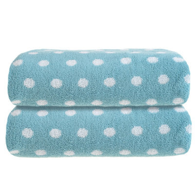 Allure Bath Fashions Patterned Polka Dot Bath Towel Pack Of 2 - Duckegg - image 1
