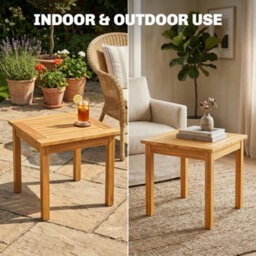 Outsunny Outdoor Slatted Coffee Table Fully Assembled Square Natural Wood - thumbnail 6