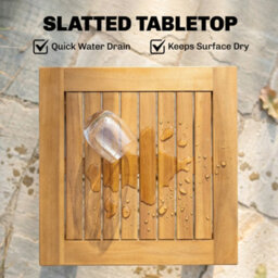 Outsunny Outdoor Slatted Coffee Table Fully Assembled Square Natural Wood - thumbnail 5