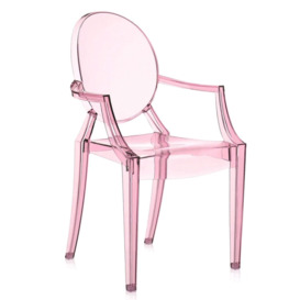 Kartell Lou Lou Ghost Dining Dining Chair With Arms, Pink Plastic - Barker & Stonehouse