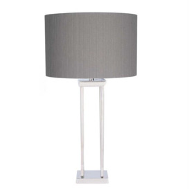 Nickel 4 Post Table Lamp, Silver Metal - Barker & Stonehouse