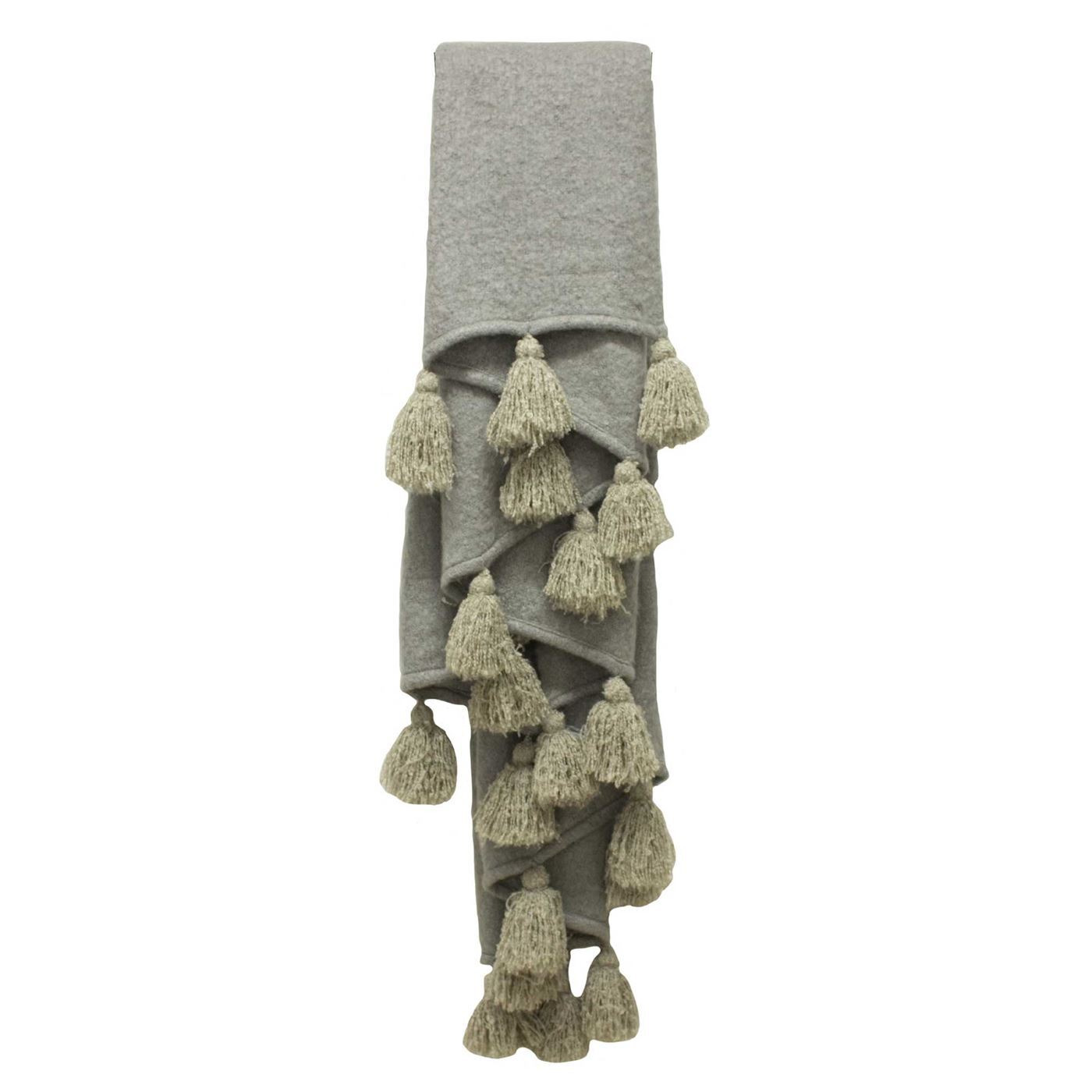 Natural Tassel Throw Blanket, Neutral Fabric - Barker & Stonehouse - image 1