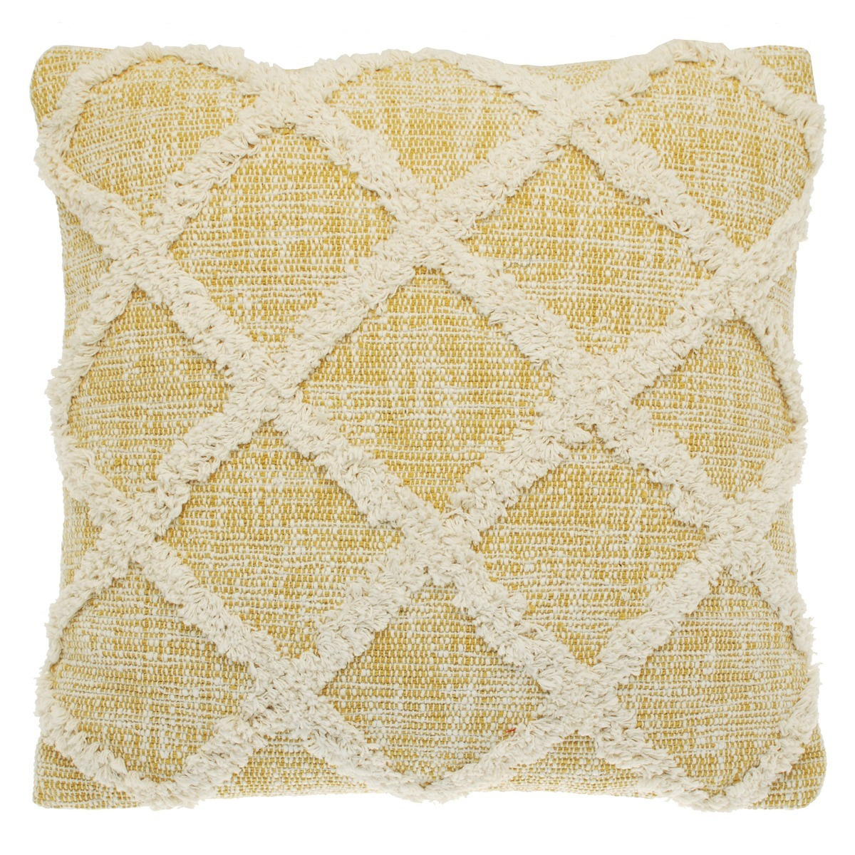 Ochre Tufted Cushion, Square, Yellow Fabric - Barker & Stonehouse - image 1