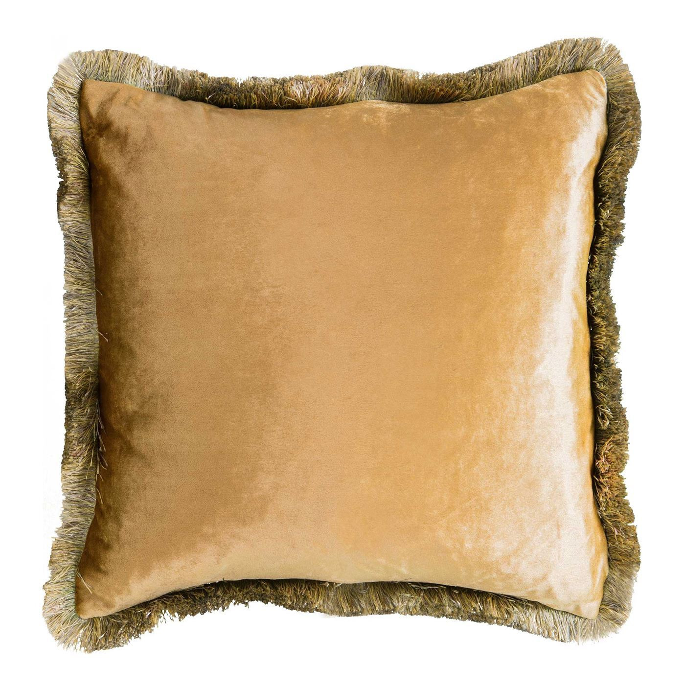 Ochre Fringe Cushion, Square, Yellow Fabric - Barker & Stonehouse - image 1