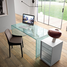 Fiam Rialto Desk 160x80x73cm, Blue Glass - Barker & Stonehouse - thumbnail 2