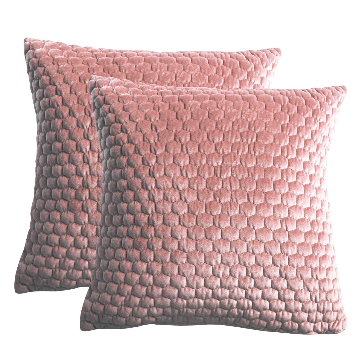 Set of 2 Blush Velvet Cushion, Square, Pink Fabric - Barker & Stonehouse - image 1