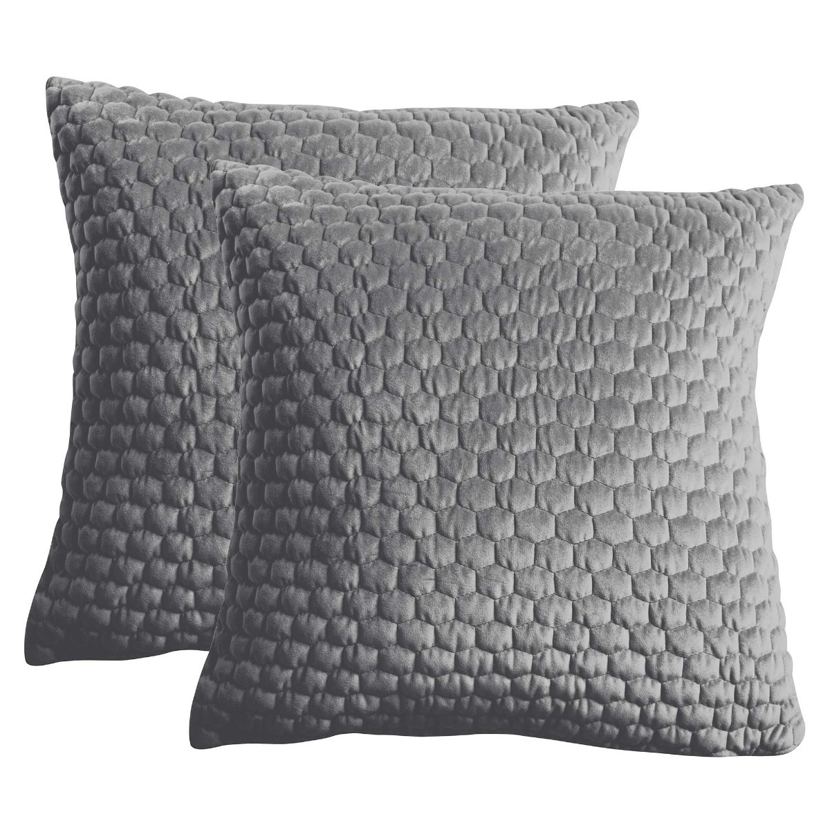 Set of 2 Silver Velvet Cushion, Square, Grey Fabric - Barker & Stonehouse - image 1