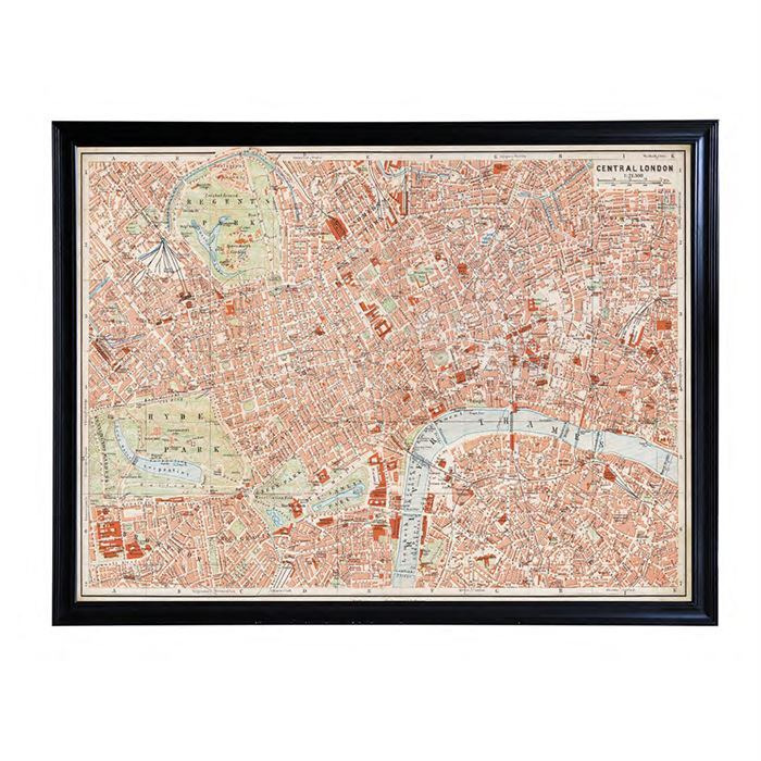 Timothy Oulton Maps London Art Print, Square, Black Wood - Barker & Stonehouse - image 1