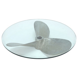 Timothy Oulton Junk Art Propeller Round Coffee Table Small, Silver Glass - Barker & Stonehouse - thumbnail 3