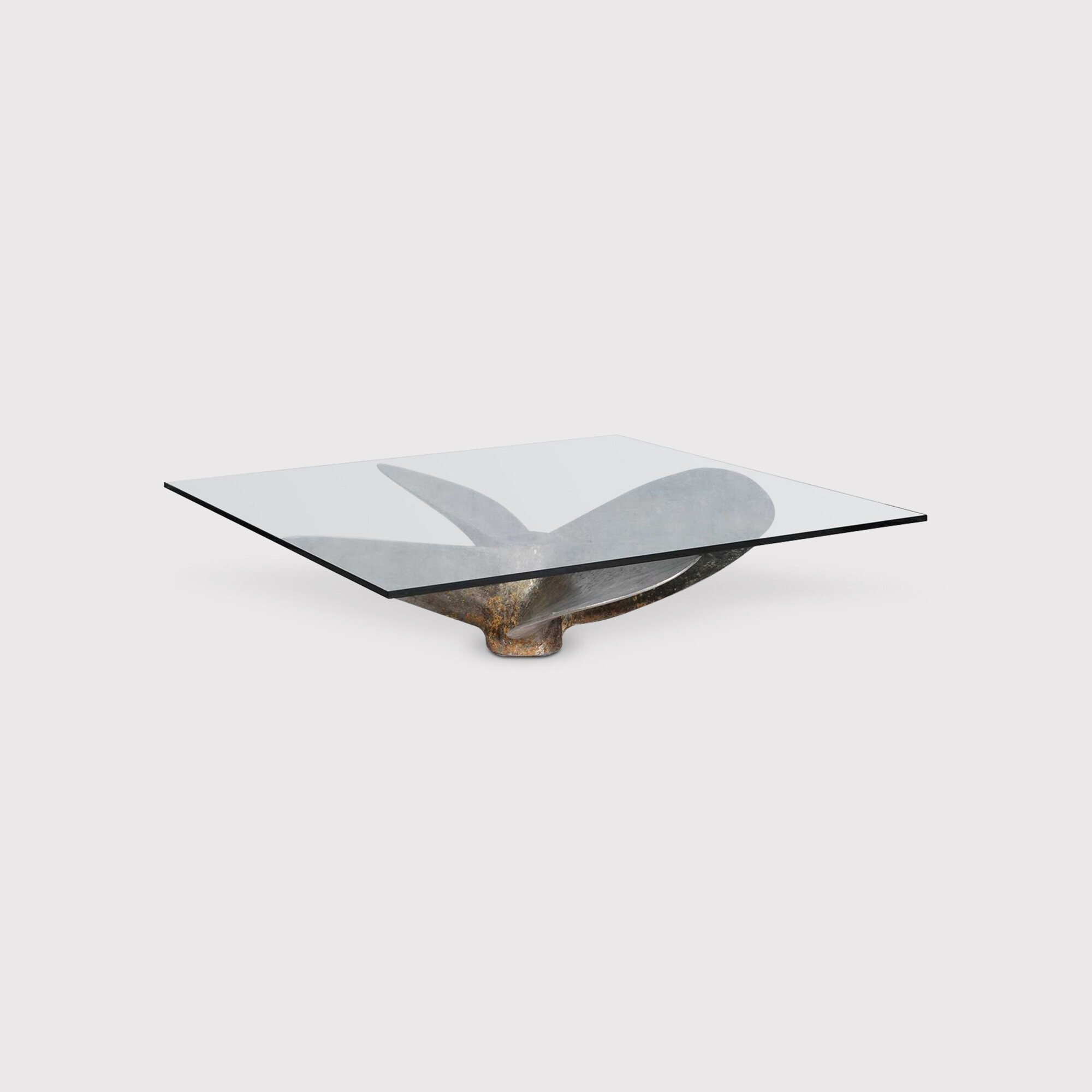 Timothy Oulton Junk Art Propeller Square Coffee Table Small, Silver Glass - Barker & Stonehouse - image 1