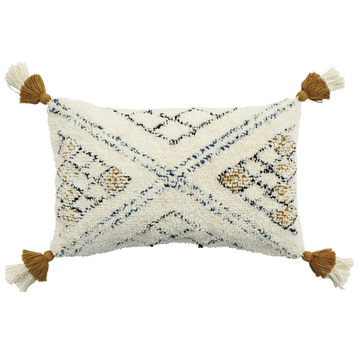 Tufted Ochre Cushion, Square, White Fabric - Barker & Stonehouse - image 1
