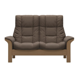 Stressless Windsor High Back 2 Seater Recliner Sofa, Brown Leather - Barker & Stonehouse