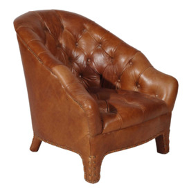 Timothy Oulton Branco Tub Chair, Brown Leather - Barker & Stonehouse