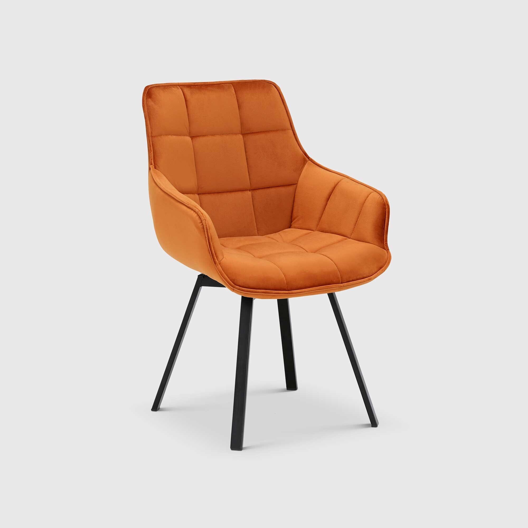 Jasper Leisure Swivel Dining Chair, Orange Velvet - Barker & Stonehouse - image 1