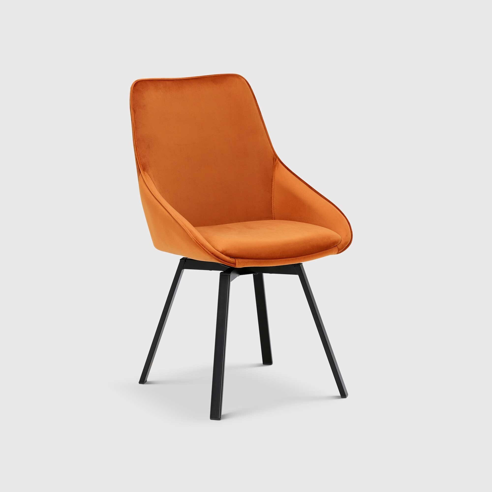 Beckton Leisure Swivel Dining Chair, Orange Velvet - Barker & Stonehouse - image 1