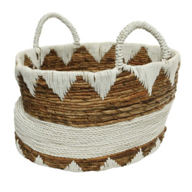 Large Rattan Basket, White Wood - Barker & Stonehouse