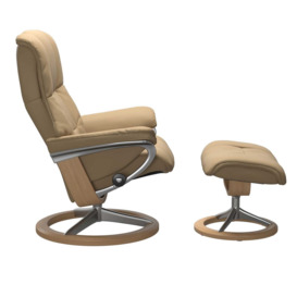Stressless Mayfair Medium Recliner Chair & Stool With Signature Base, Neutral Leather - Barker & Stonehouse - thumbnail 2