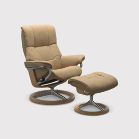 Stressless Mayfair Medium Recliner Chair & Stool With Signature Base, Neutral Leather - Barker & Stonehouse - thumbnail 1