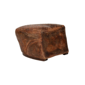 Timothy Oulton Saddle Footstool, Brown Leather - Barker & Stonehouse