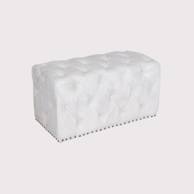 Timothy Oulton Lord Digsby Rectangular Small Footstool, White Leather - Barker & Stonehouse