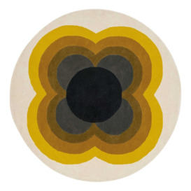 Orla Kiely Yellow Sunflower 200cm Round Rug, Round Wool Blend - W200cm - Orla Kiely