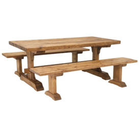 Covington Dining Table & 2 Benches, Brown - Barker & Stonehouse - thumbnail 1