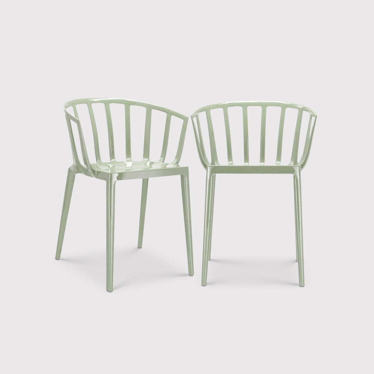 Pair of Kartell Venice Dining Chairs, Green Plastic - Kartell - image 1