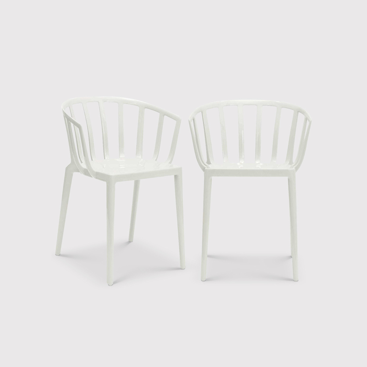 Pair of Kartell Venice Dining Chairs, White Plastic - Kartell - image 1