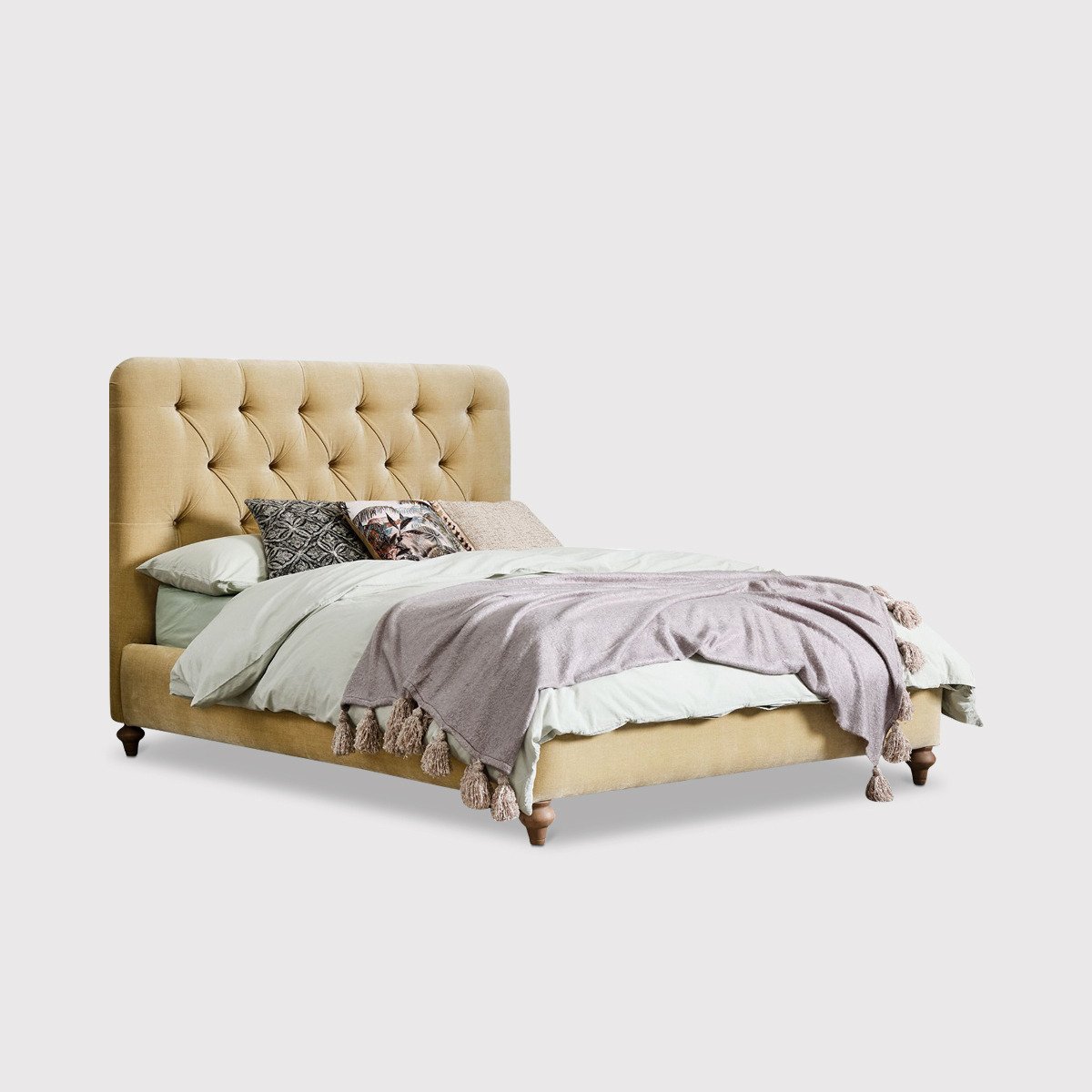 Delphine King Bed Frame, Yellow Fabric - Barker & Stonehouse - image 1