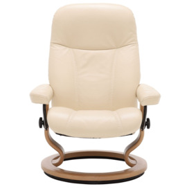 Stressless Consul Small Recliner Chair & Stool, Neutral Leather - Barker & Stonehouse - thumbnail 3