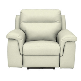 Fulton Recliner Chair With Electric Recliner, White Leather - Barker & Stonehouse - thumbnail 1