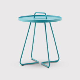 Cane Line On The Move Small Side Table, Round, Blue Metal - Barker & Stonehouse - thumbnail 1