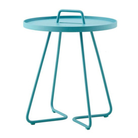 Cane Line On The Move Small Side Table, Round, Blue Metal - Barker & Stonehouse - thumbnail 3
