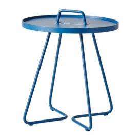 Cane Line On The Move Small Side Table, Round, Blue Metal - Barker & Stonehouse - thumbnail 3