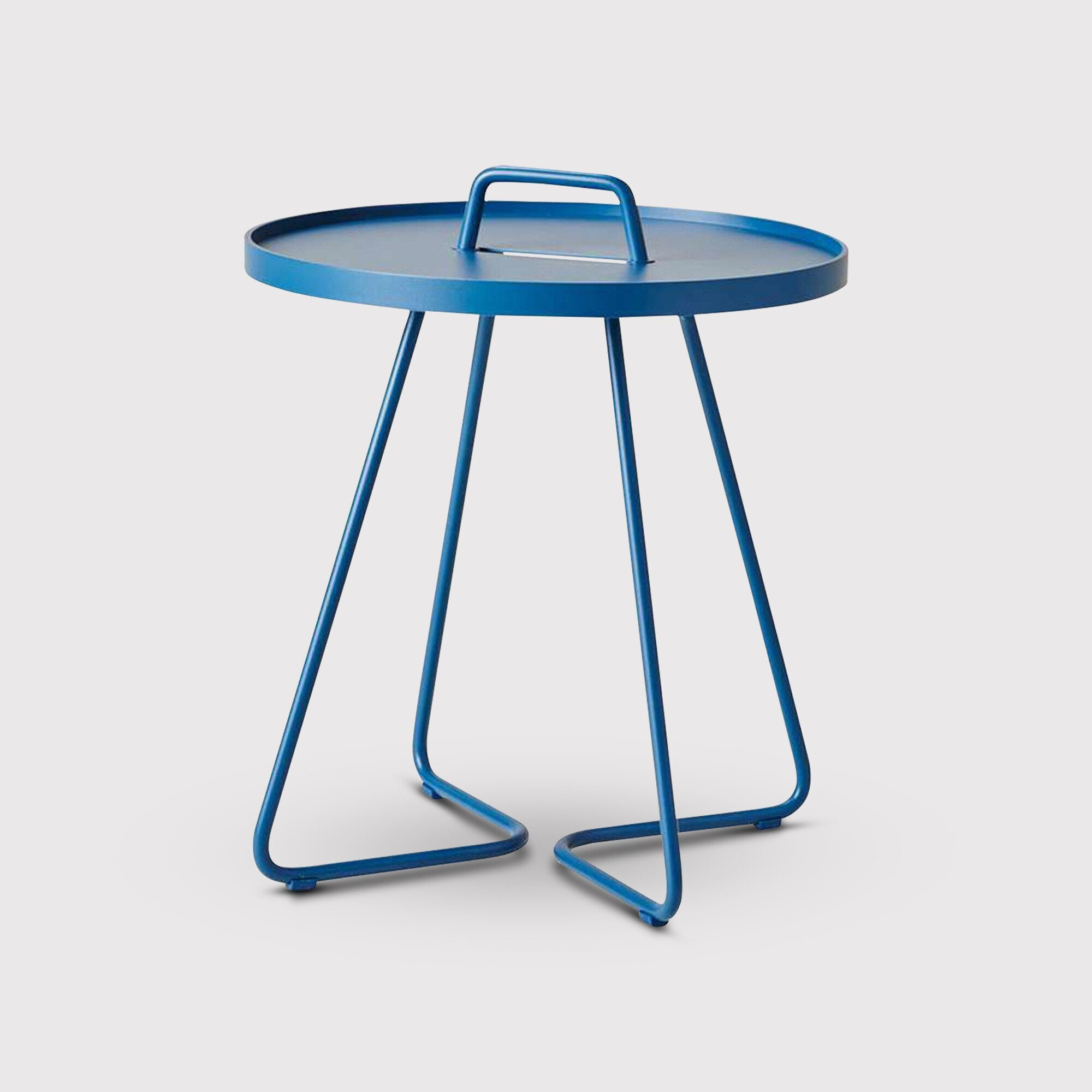 Cane Line On The Move Small Side Table, Round, Blue Metal - Barker & Stonehouse - image 1