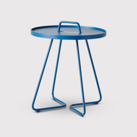 Cane Line On The Move Small Side Table, Round, Blue Metal - Barker & Stonehouse