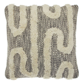 Grey Curve Cushion, Square 100% Cotton - Barker & Stonehouse