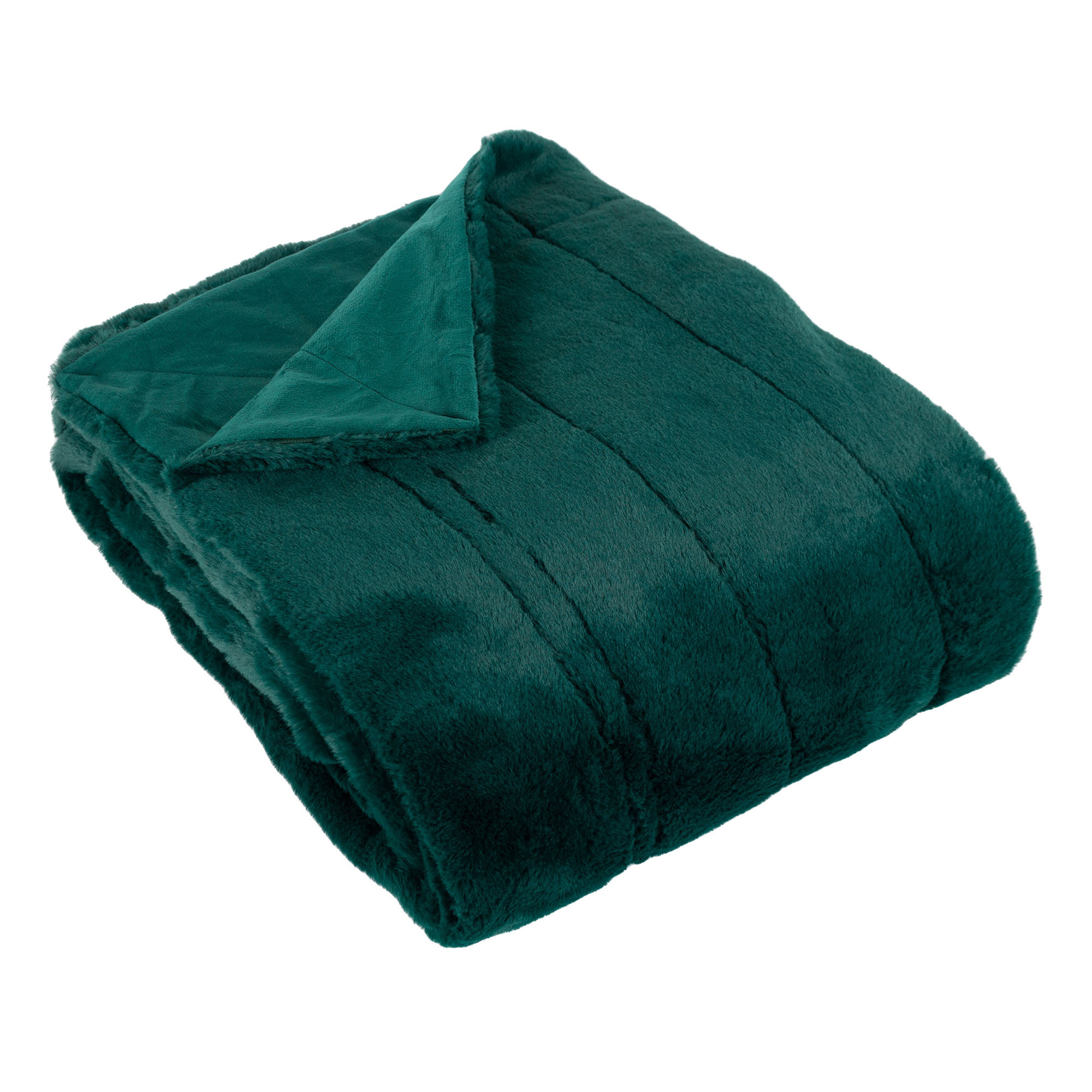 Emerald Faux Fur Throw Blanket, Green Polyester - Barker & Stonehouse - image 1