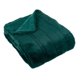 Emerald Faux Fur Throw Blanket, Green Polyester - Barker & Stonehouse - thumbnail 1