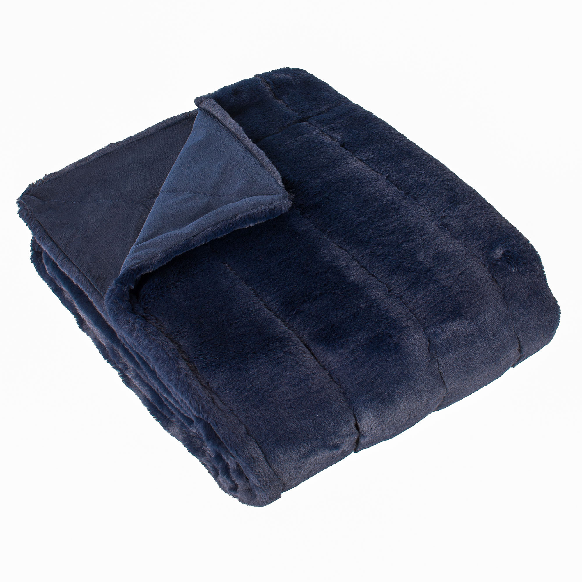 Navy Faux Fur Throw Blanket, Blue Polyester - Barker & Stonehouse - image 1