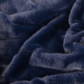 Navy Faux Fur Throw Blanket, Blue Polyester - Barker & Stonehouse - thumbnail 3