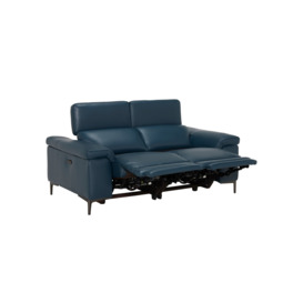 Paolo 2 Seater Electric Recliner Sofa 2 Headrests, Blue Leather - Barker & Stonehouse - thumbnail 3