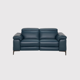 Paolo 2 Seater Electric Recliner Sofa 2 Headrests, Blue Leather - Barker & Stonehouse