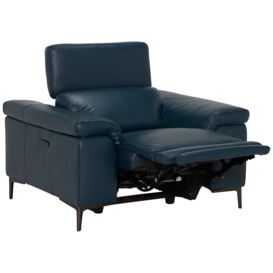Paolo Electric Recliner Chair With Headrest, Blue Leather - Barker & Stonehouse - thumbnail 3