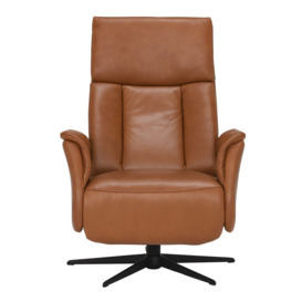 Pim Medium Manual Reclining Recliner Chair With Base D, Brown Leather - Barker & Stonehouse - thumbnail 2