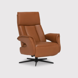 Pim Medium Manual Reclining Recliner Chair With Base D, Brown Leather - Barker & Stonehouse - thumbnail 1
