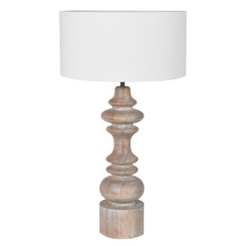 Sculpted Wooden Table Lamp, White - Barker & Stonehouse